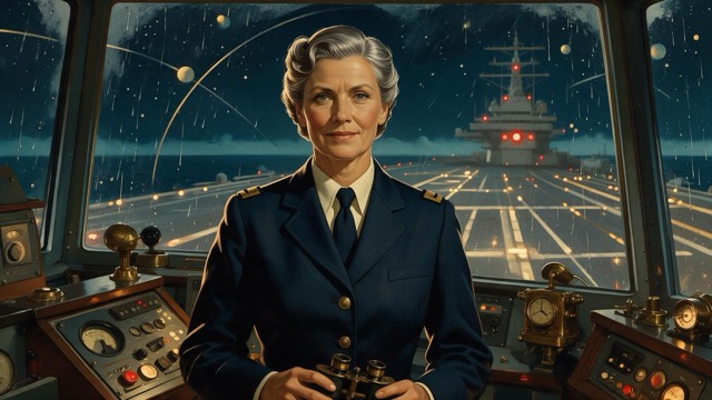 Admiral Lillian Stern. Early sixties, French twist, penetrating eyes — and a rare, charming smile. Missing with her ship.